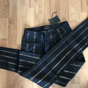 NWT BLACK GOLD STRIPE STRETCH PANTS ZADIG & VOLTAIRE SIZE 25 Waist 29"